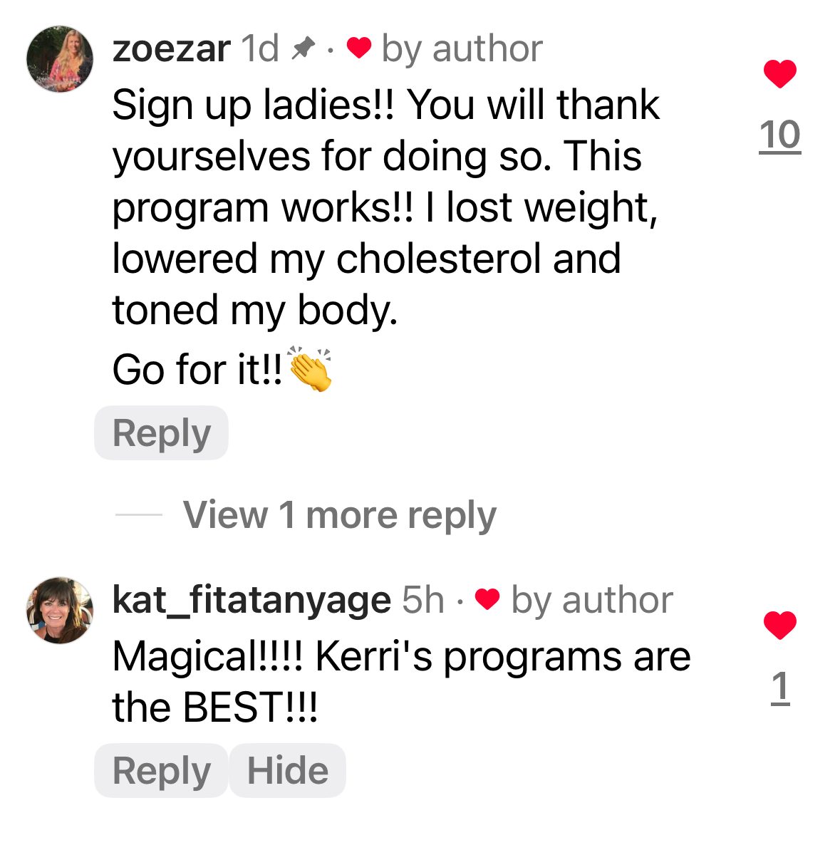 Instagram comment: two months into training and seeing muscles grow