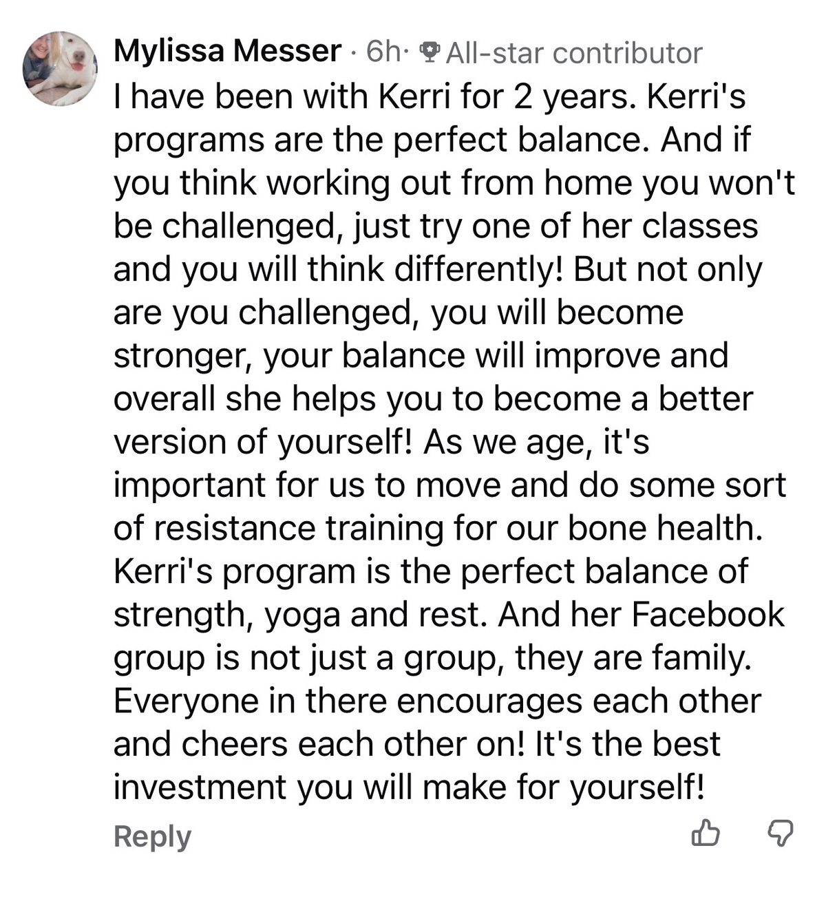 Instagram comment: two months into training and seeing muscles grow